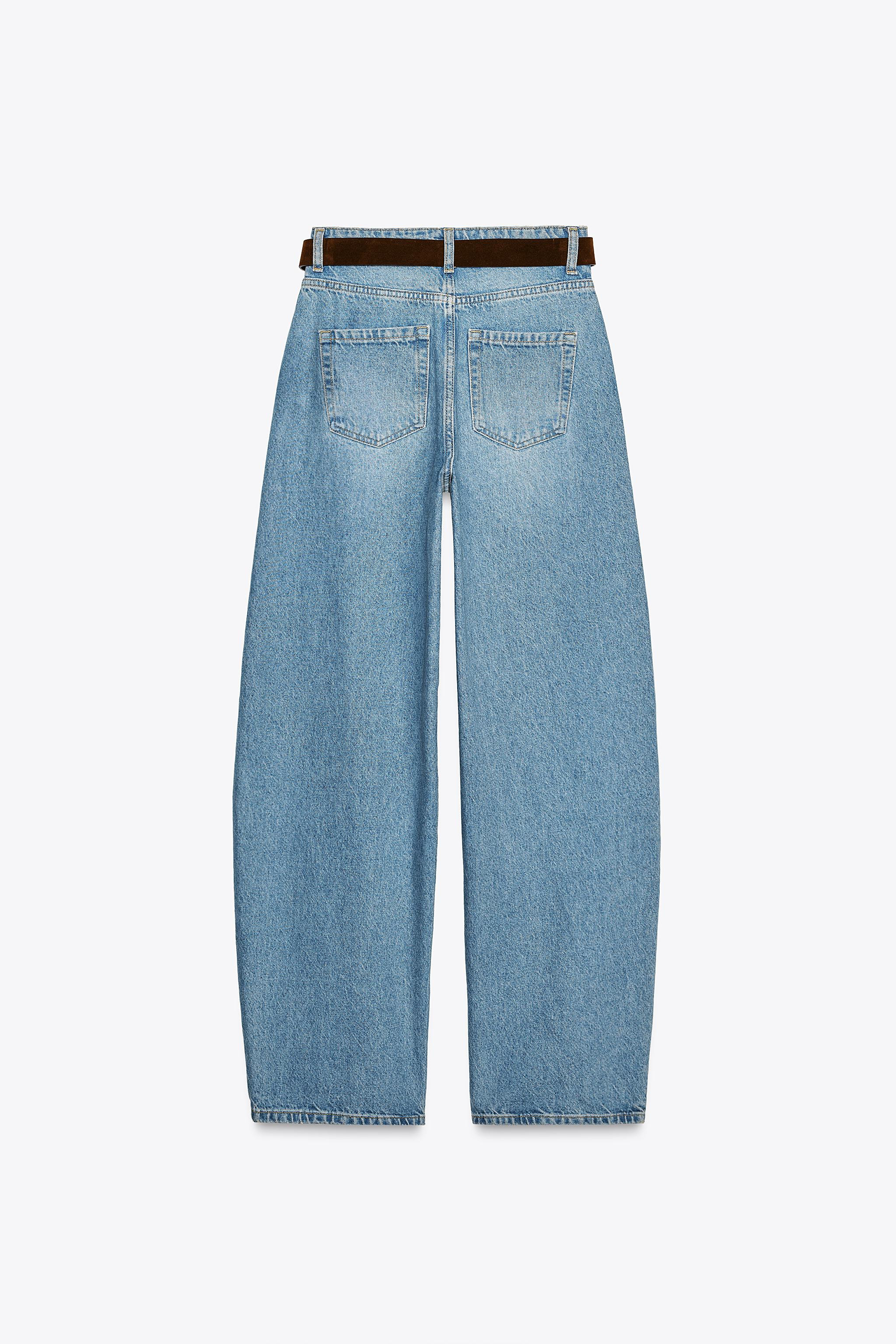 Z1975 HIGH-WAIST WIDE-LEG TAPERED BELTED JEANS | Zara UK