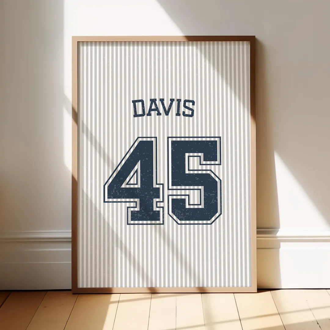 Framed Jersey Print Sport Player Wall Art Custom Poster with Name and Number Personalized Team Gi... | Etsy (US)