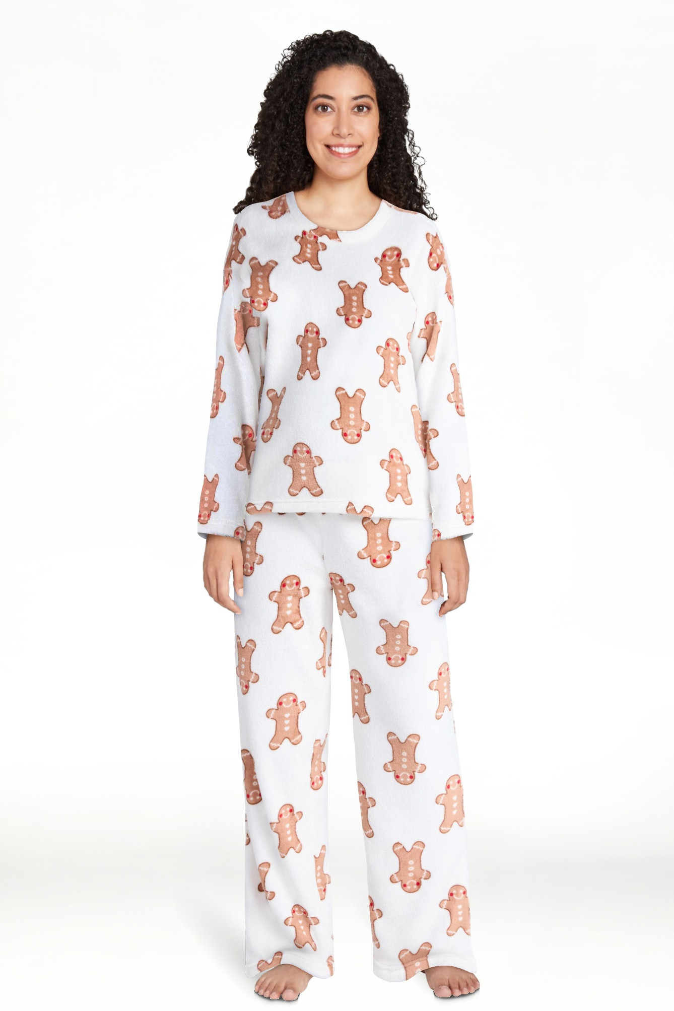 Joyspun Conjunto de Pijama de Pantalones y Top de Manga Larga de Felpa Plegable para Mujer, 2 Pie... | Walmart (US)