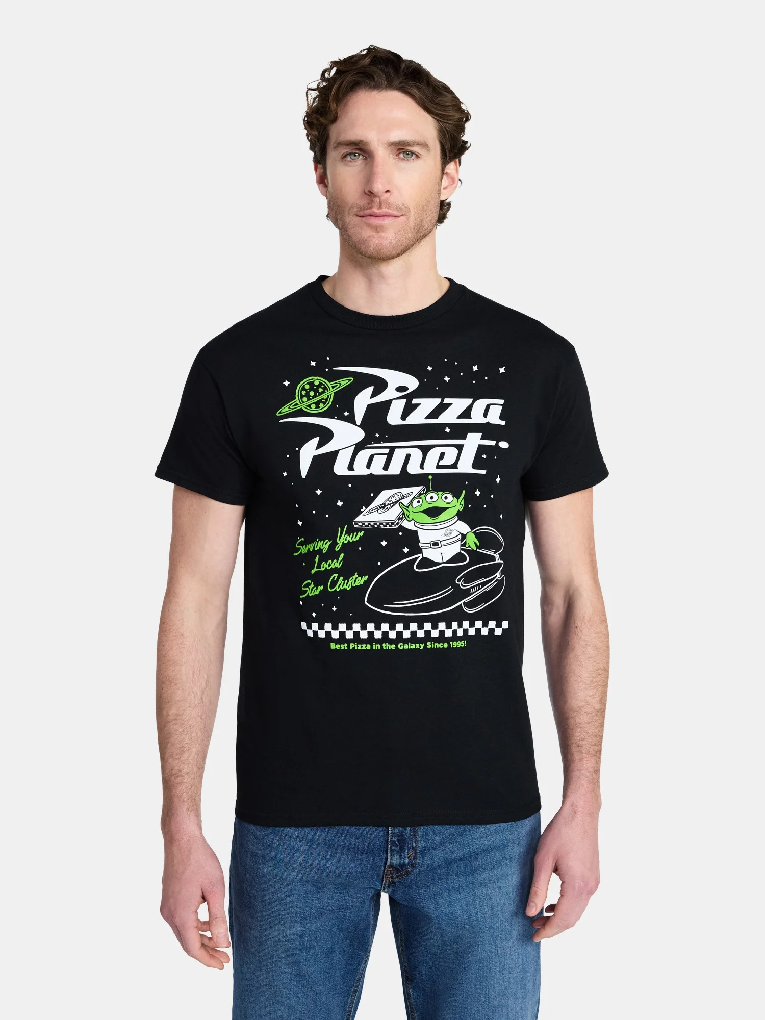Toy Story Men's and Big Men's Pizza Planet Graphic Tee with Short Sleeves, Sizes S-3XL - Walmart.... | Walmart (US)