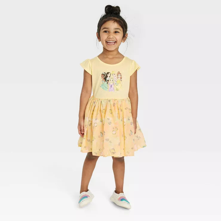 Toddler Girls' Disney Princess Knitted Tutu Dress - Yellow | Target