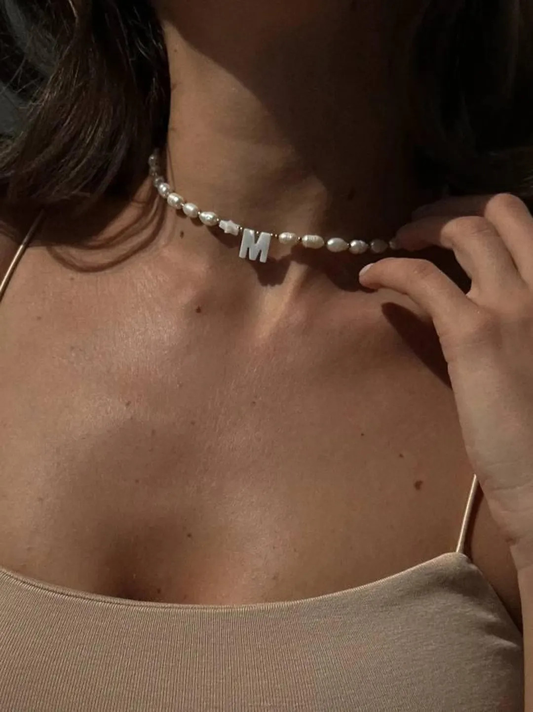 Personalized Pearl Initial Necklace: Mother of Pearl Letter Pendant - Etsy | Etsy (US)