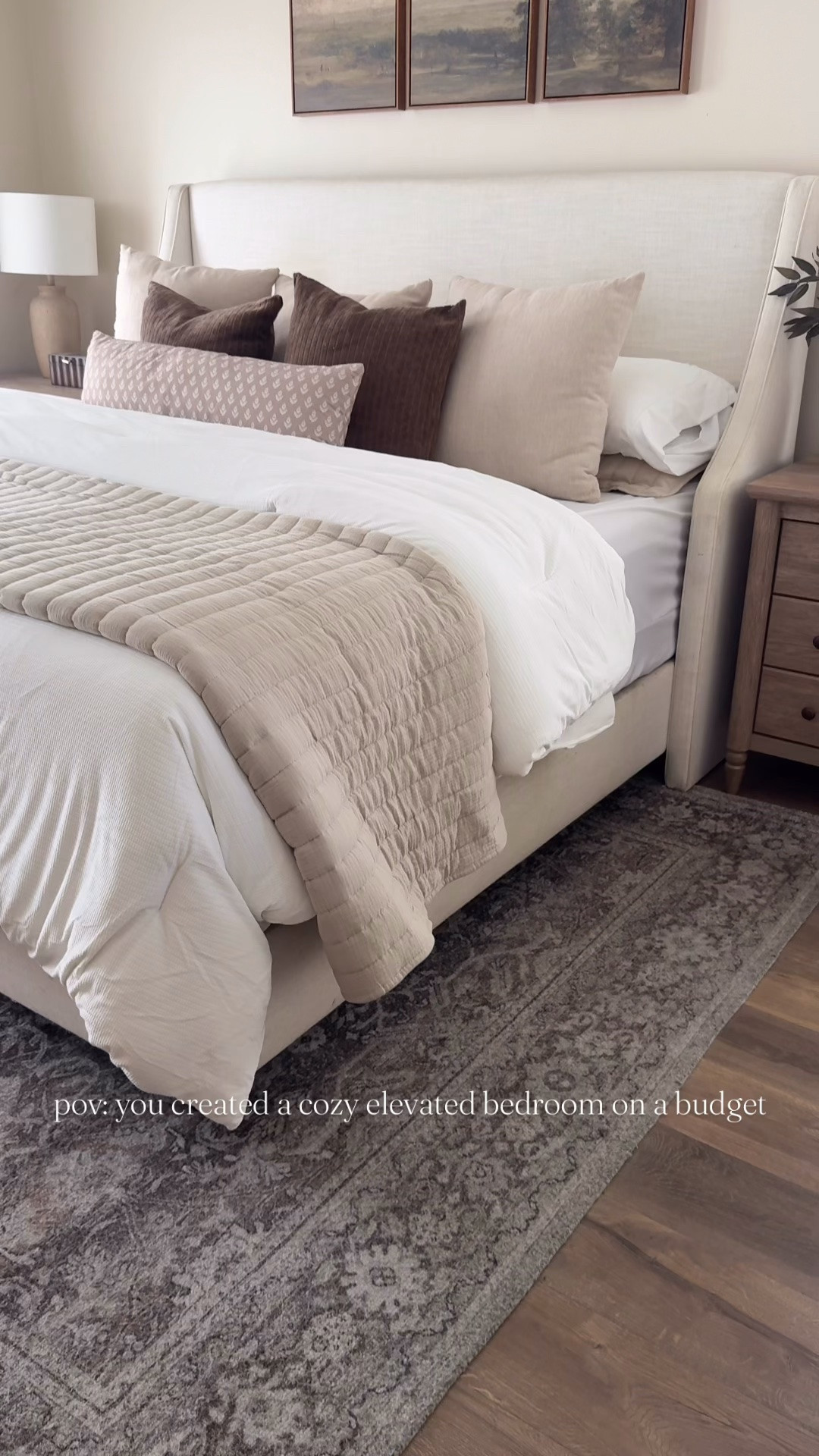 Cozy elevated bedroom on a budget! 

Bed upholstered, bed, area, rug, rug, nightstand, bedding, neutral, bedding, comforter ￼

#LTKHome #LTKSaleAlert #LTKSeasonal