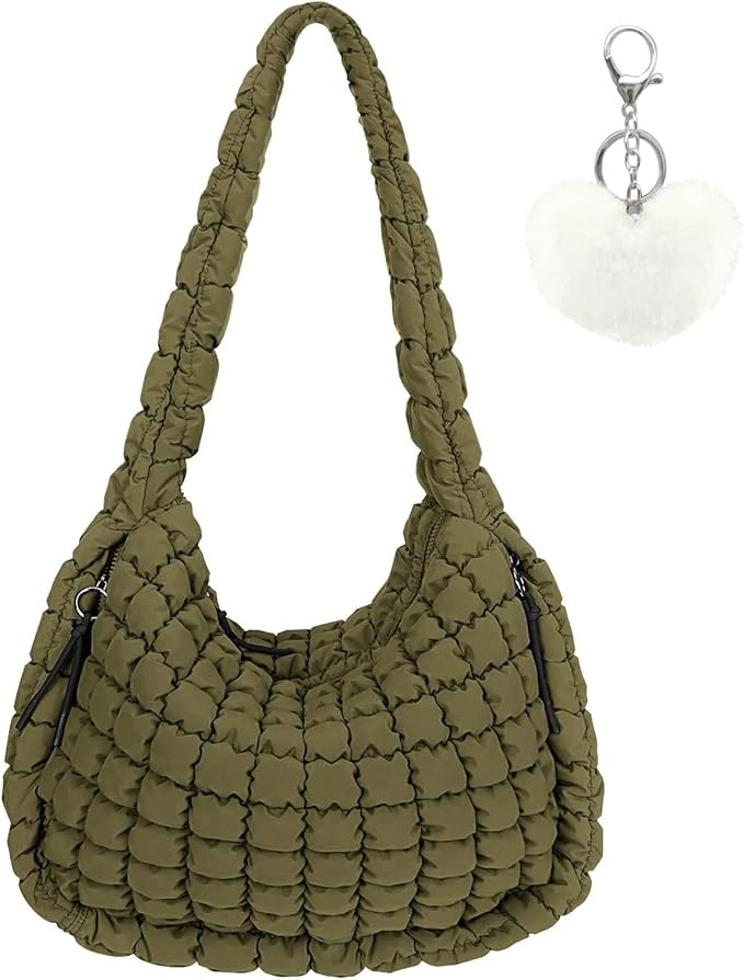 Large Quilted Tote Bag Crossbody Puffer Tote Bags for Women Quilted Hobo Bags Carryall Shoulder B... | Amazon (US)