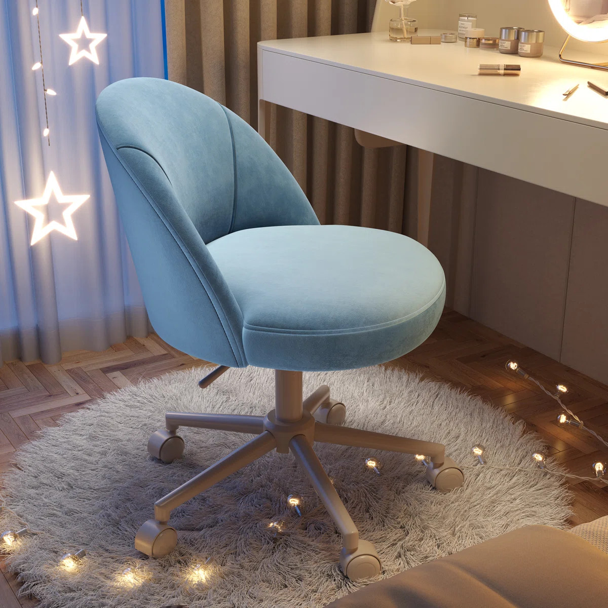 25.1" W Modern Office Chair With Wheels, Adjustable Task Chair Featuring Soft-padded Backrest For... | Wayfair North America