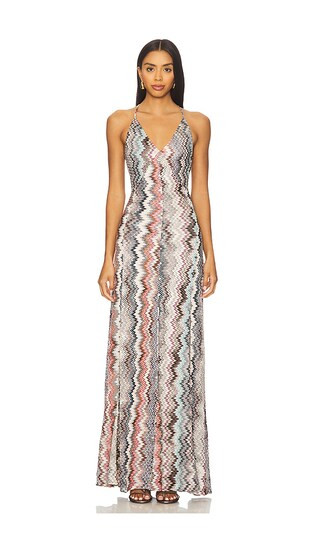 Sleeveless Long Dress in Multicolor White, Light Blue, & Brown | Revolve Clothing (Global)