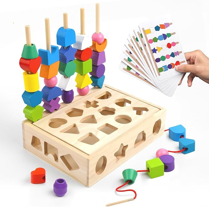 3 in 1 Wooden Color Sorting Stacking Toys, Montessori Toys Geometric Shape Sorter Matching Toys L... | Amazon (US)