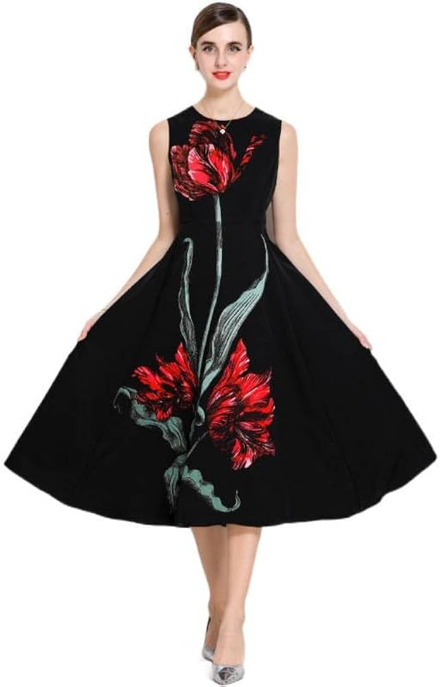 Retro Print Blouse with Wide Sleeves and Long Skirt | Amazon (US)