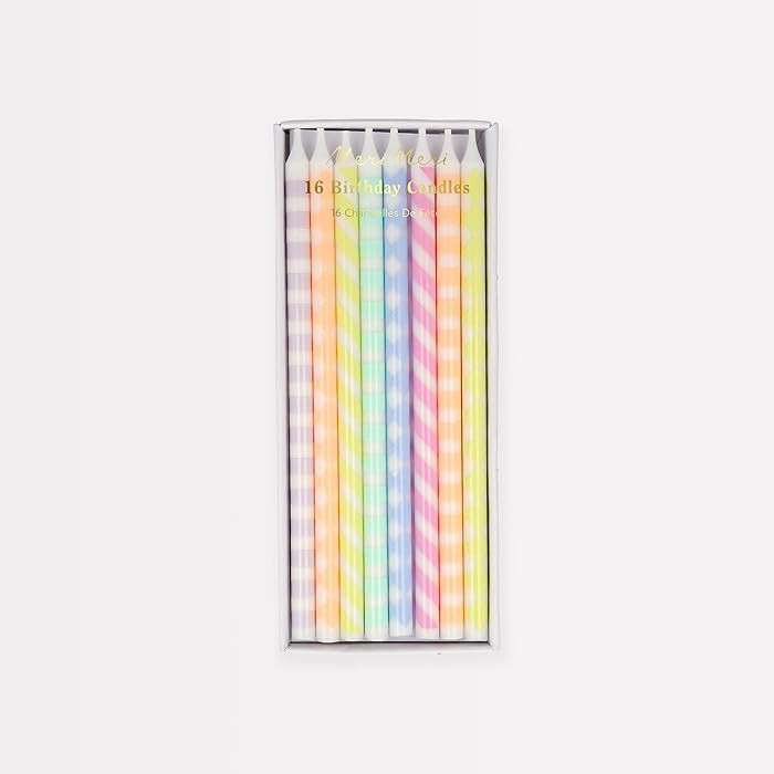 Meri Meri Pastel Patterned Candles (Pack of 16), Pastel Birthday Candles, Tall & Elegant, 5.75" T... | Amazon (US)
