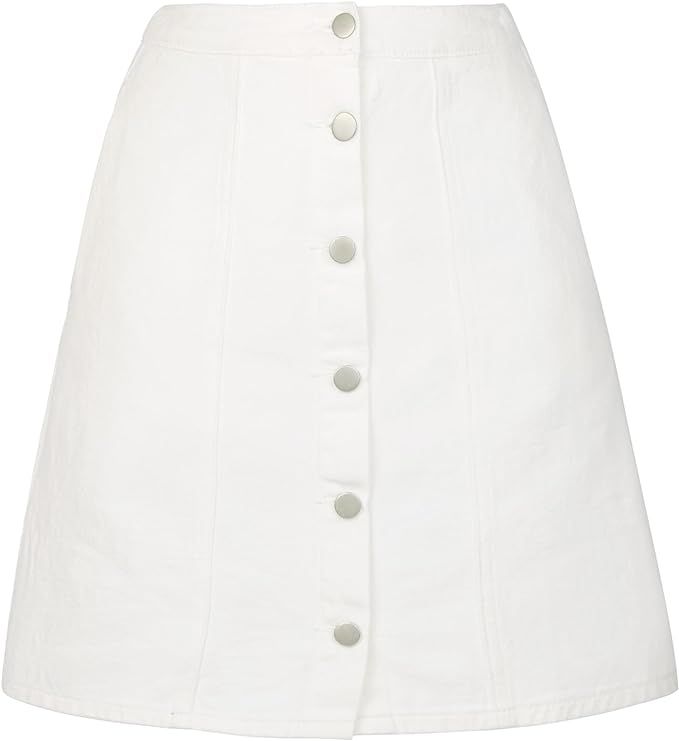 Allegra K Women's Denim Skirts Summer A-Line Short Button Down Jean Skirt | Amazon (US)