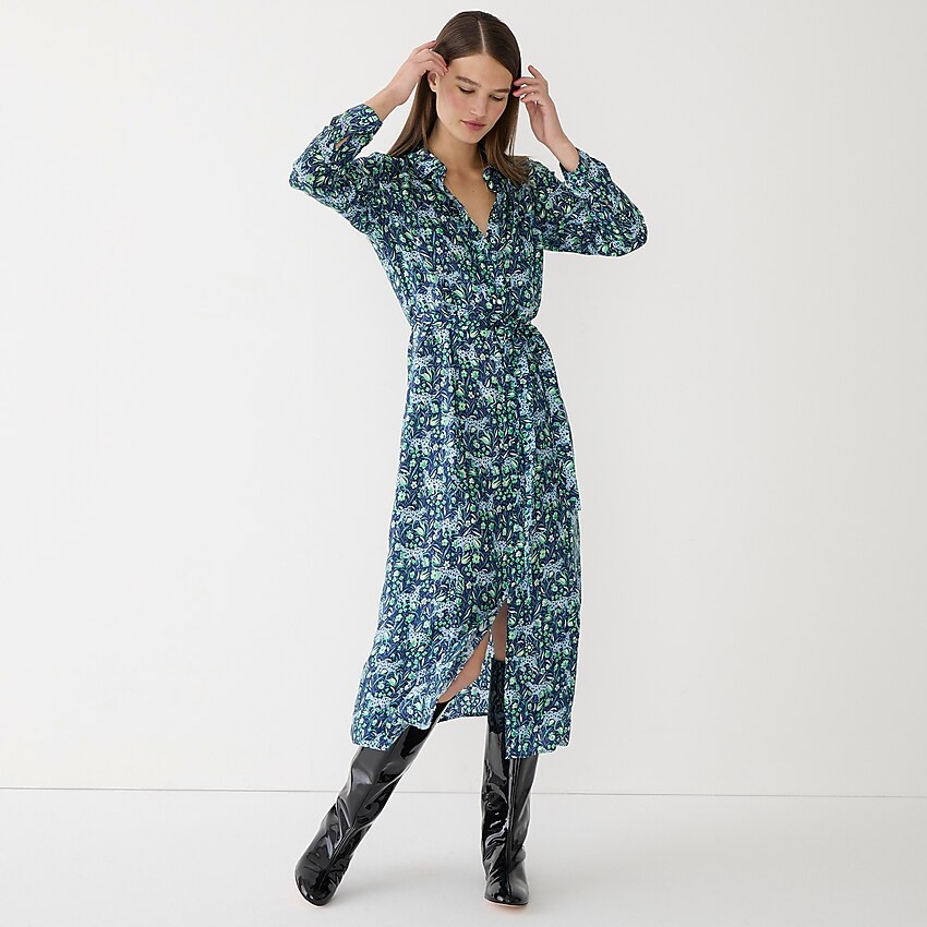 Button-front midi dress in Fauna Floral | J. Crew US
