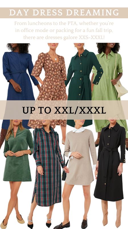 New fall day dresses from Tuckernuck. Each dress is available in plus sizes up to XXL or XXXL. Great for a lunch date, shopping with friends, or a mom outfit for a PTA meeting. 

Casual dress, fall dress, plaid, mini, midi, shirtdress, chambray, extended sizes, classic style, preppy, mom style #tuckernuck #plaid #plussize #extendedsizes #fallfashion 

#LTKmidsize #LTKSeasonal #LTKplussize