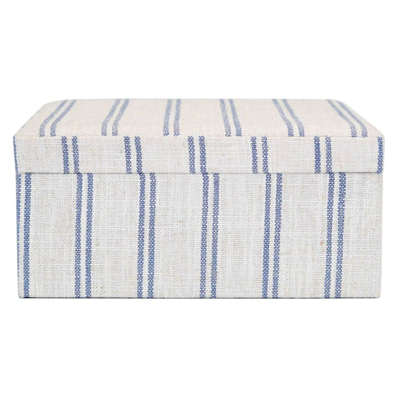 Ivory & Blue Striped Decorative Box, 9x7 | At Home