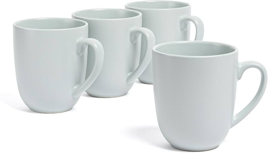 over&back Coupe Stoneware Coffee Mugs - 4-Piece Mug Set - Enjoy the Perfect Cup of Coffee, Tea, Latte, and More - Semi-Matte Fog Blue - 15 Oz | Amazon (US)