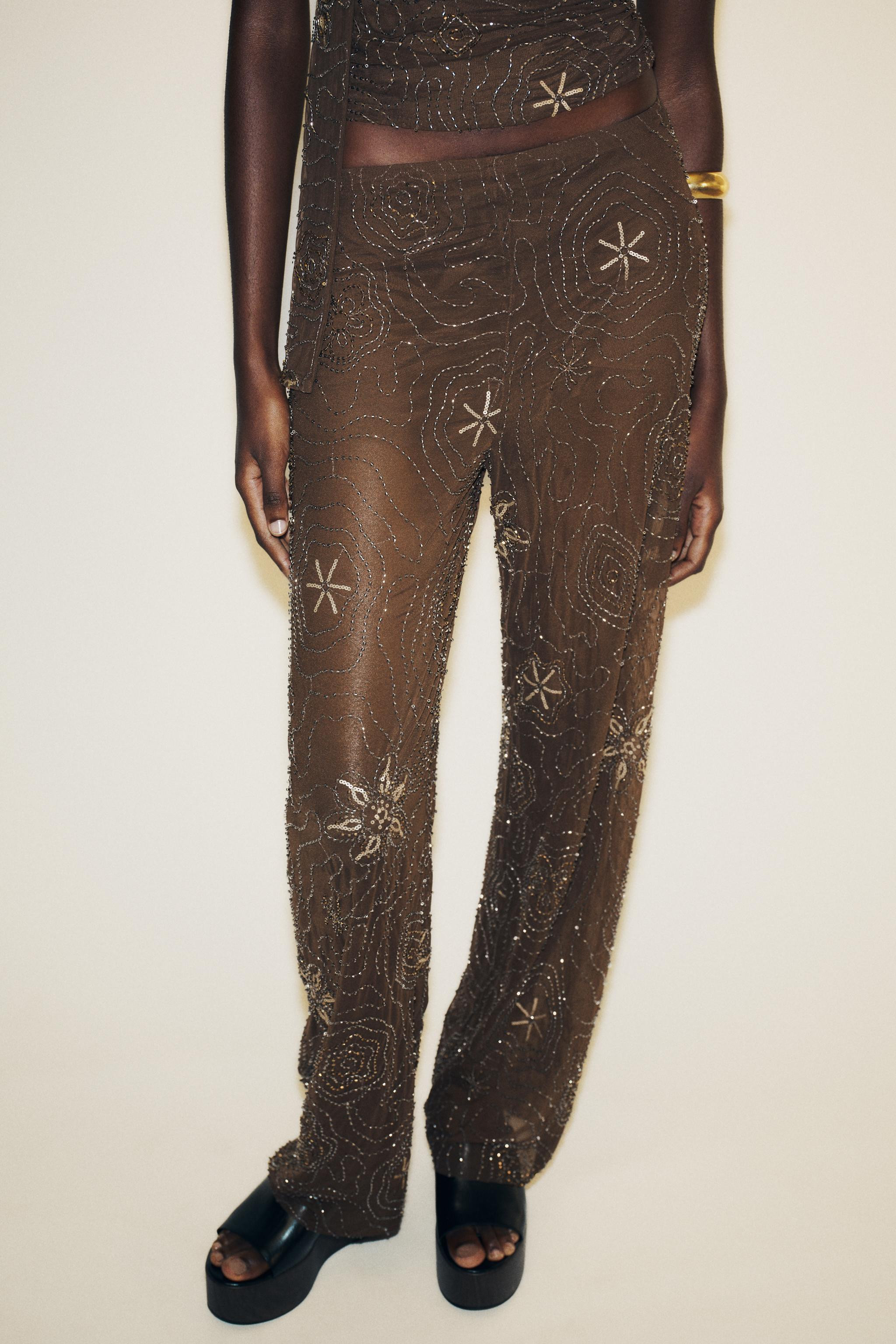 BEADED SEQUIN PANTS | Zara US