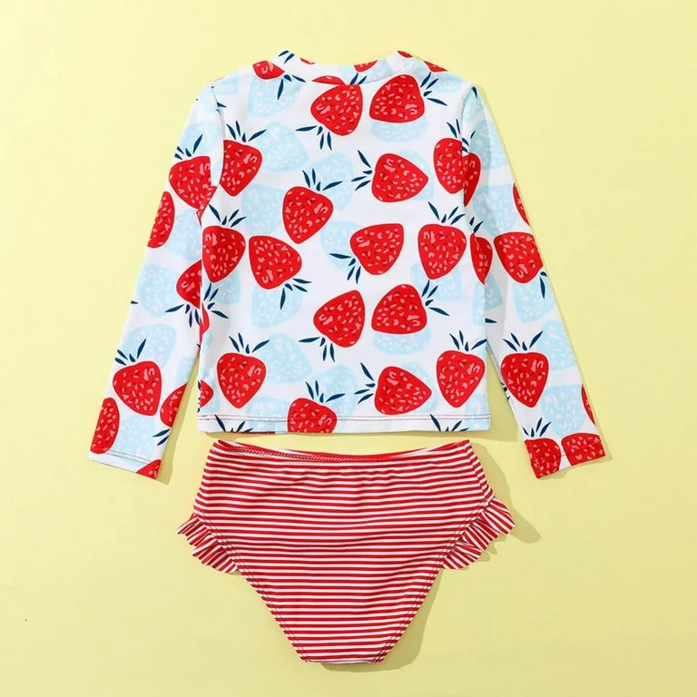 Toddler Girls Swimsuits Two Pieces Rashguard Set Long Sleeve Baby Girls Bathing Suits UPF 50+ Bea... | Walmart (US)