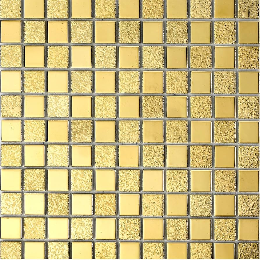 Hominter 10-Sheets Gold Square Ceramic Floor and Wall Tile Skid-Resistant Glazed Porcelain Mosaic... | Amazon (US)