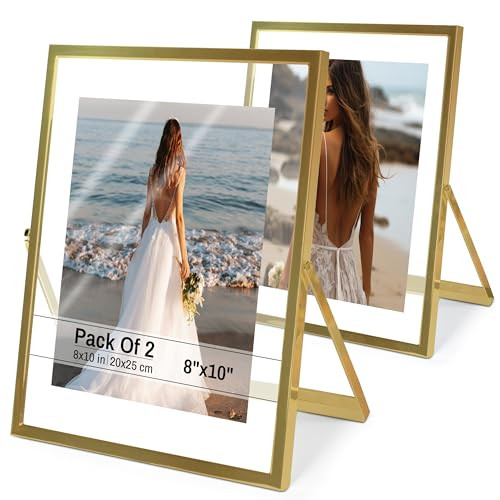 Azour Gold Floating Frame 8x10 Gold Frame (2 Set) Floating Picture Frame - Wedding, Decor, Display Memories - Fit 5x7, 6x8, 7x9, 8x10 | Amazon (US)