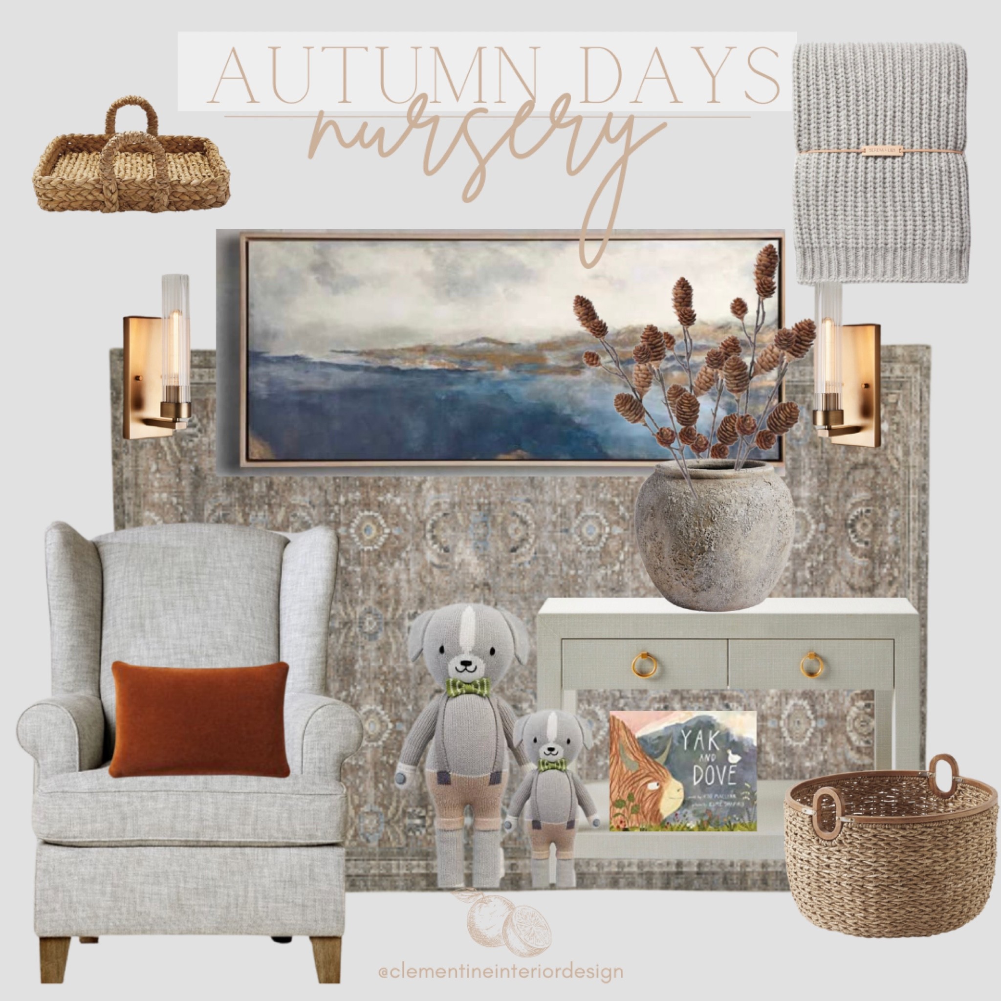 Crisp autumn days with a fall colors🍂

Kids room design, nursery chair, throw blanket, toy basket, loloi rug, woven tray, brass wall sconce, throw pillow, pinecone stems, rustic pot, wall art

#LTKkids #LTKbaby #LTKhome
