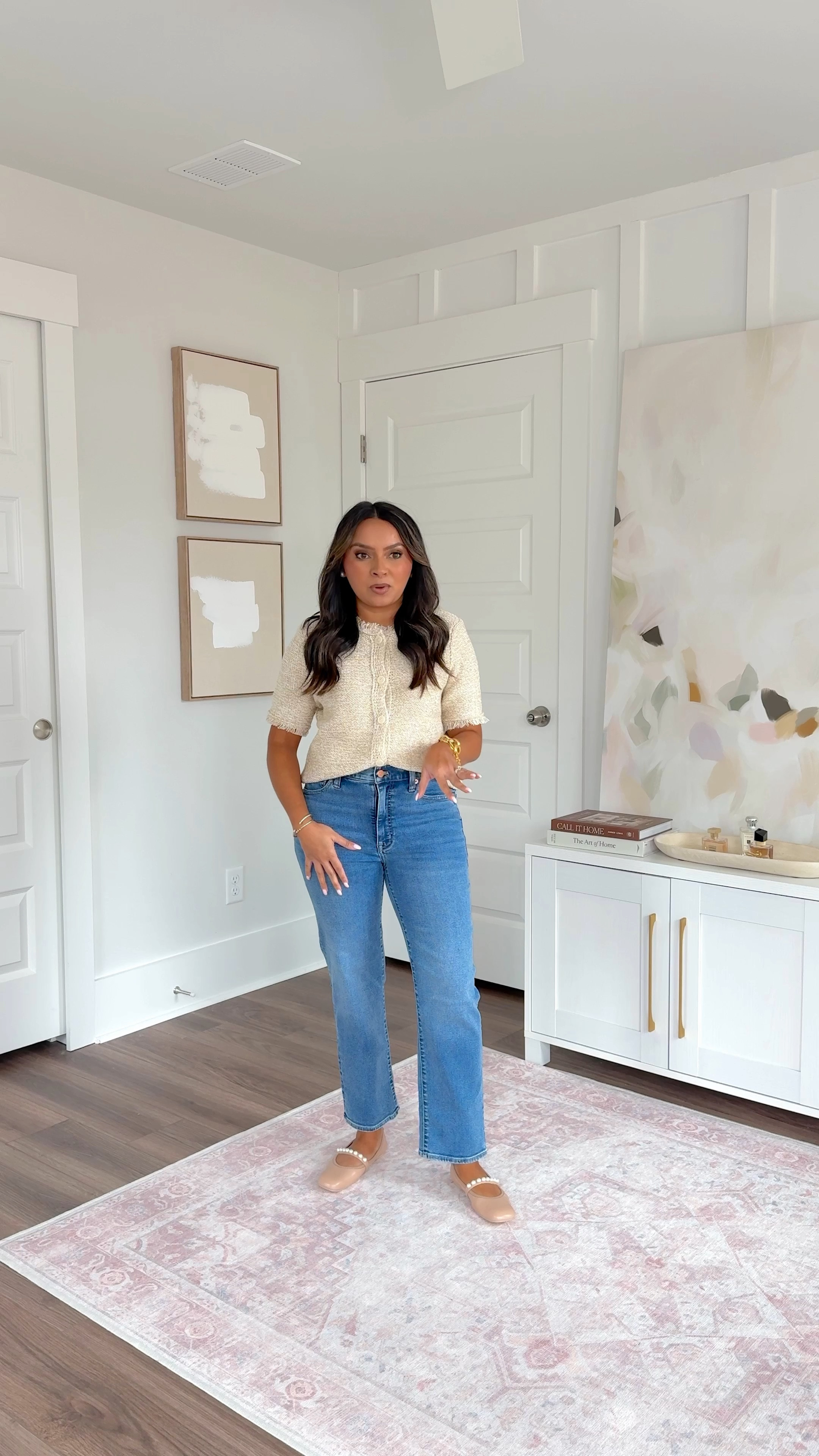 Tan sweater top size xs - TTS - I sized up a size to button it but I could have done the xxs for a more fitted style
Blue jeans in color deep lake wash size 26 petite TTS
Pearl flats size 5 TTS


Comment SHOP below to receive a DM with the link to shop this post on my LTK ⬇ https://liketk.it/55Evo #ltksalealert #ltkpetite #ltkstyletip

#LTKSaleAlert #LTKPetite #LTKFindsUnder50