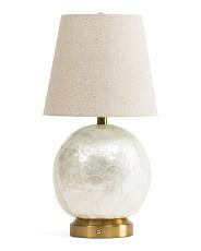 17X8.5 Linen Shade Oversized Led Rechargeable Lamp, Linen/Gold | TJ Maxx
