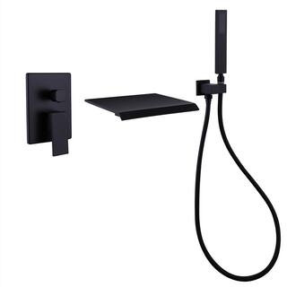 KINWELL Single-Handle Wall Mount Roman Tub Faucet with Hand Shower in Matte Black (Valve Included... | The Home Depot