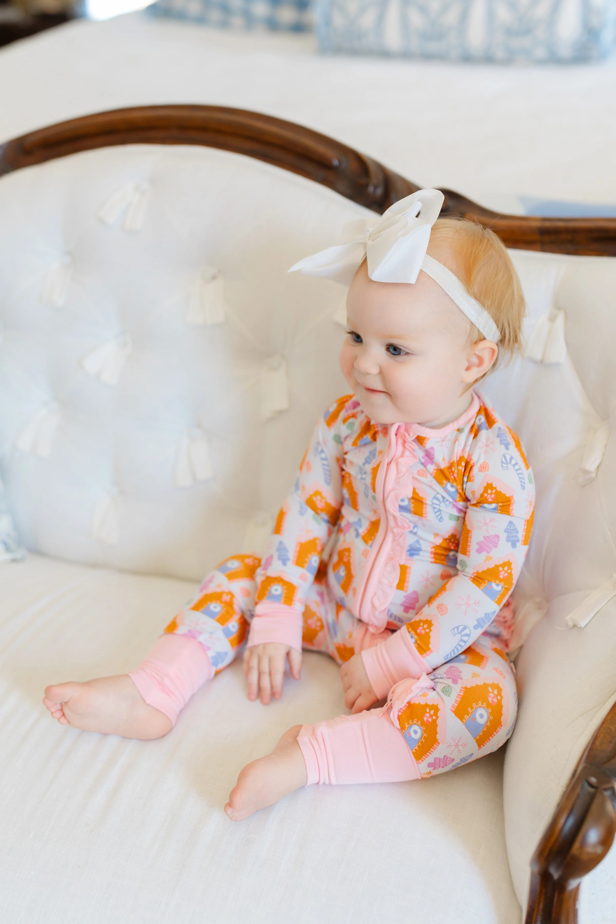 Purple Gingerbread House Premium Ruffle Romper | Poppy Kids Co