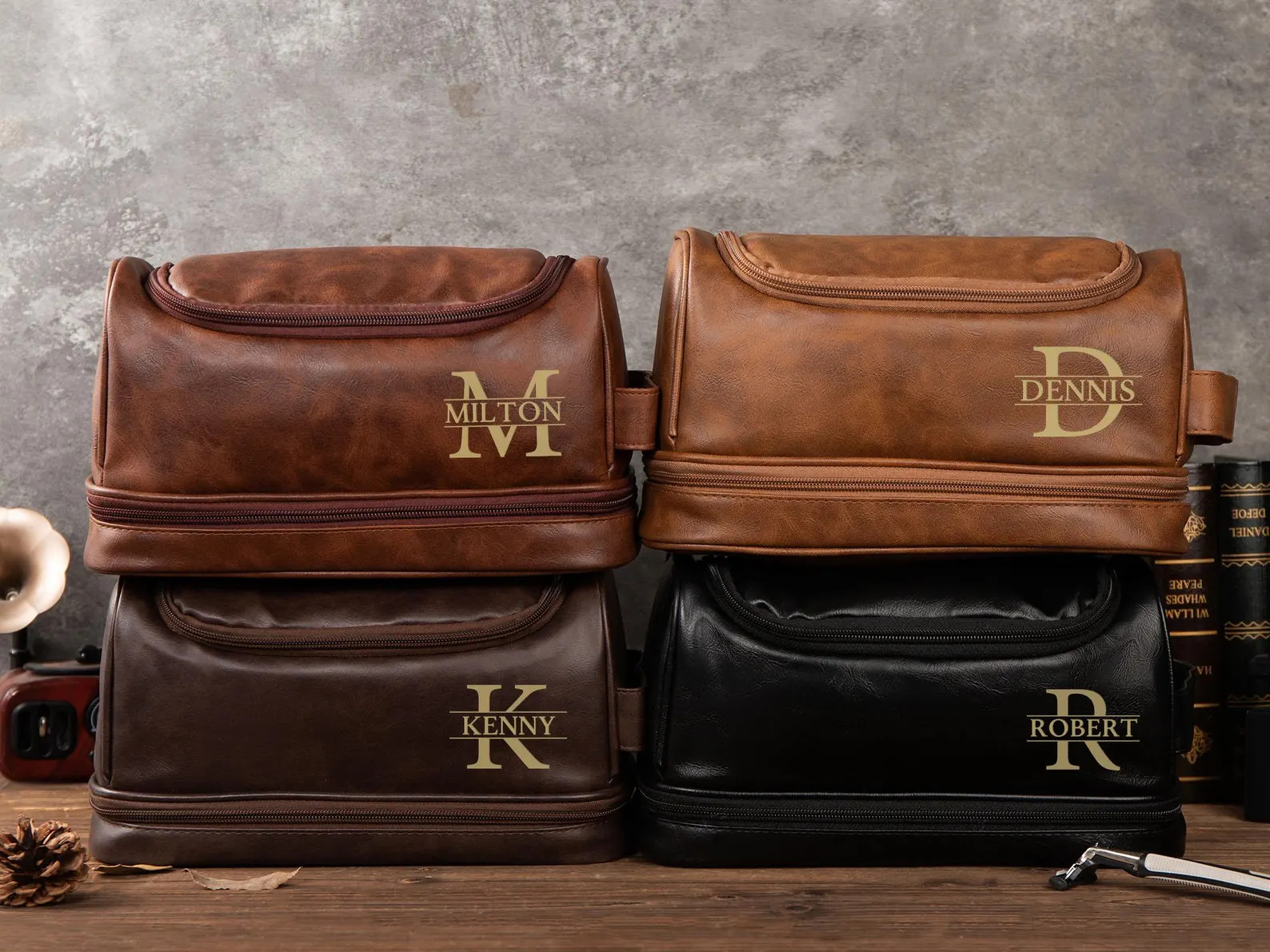 Personalized Men's Leather Toiletry Bag, Dopp Kit, Groomsmen Gifts, Anniversary Gift for Him, Tra... | Etsy (US)