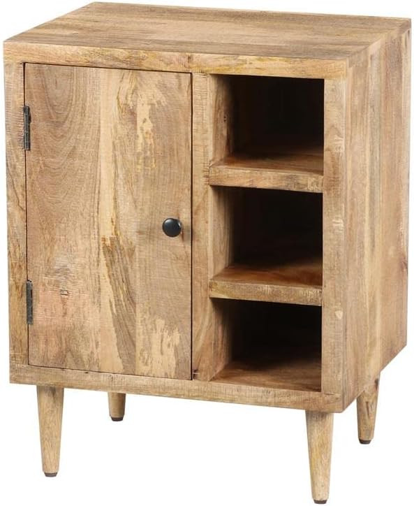 The Urban Port Transitional Mango Wood Side Table with Open Cubbies and Door Storage, Natural Bro... | Amazon (US)