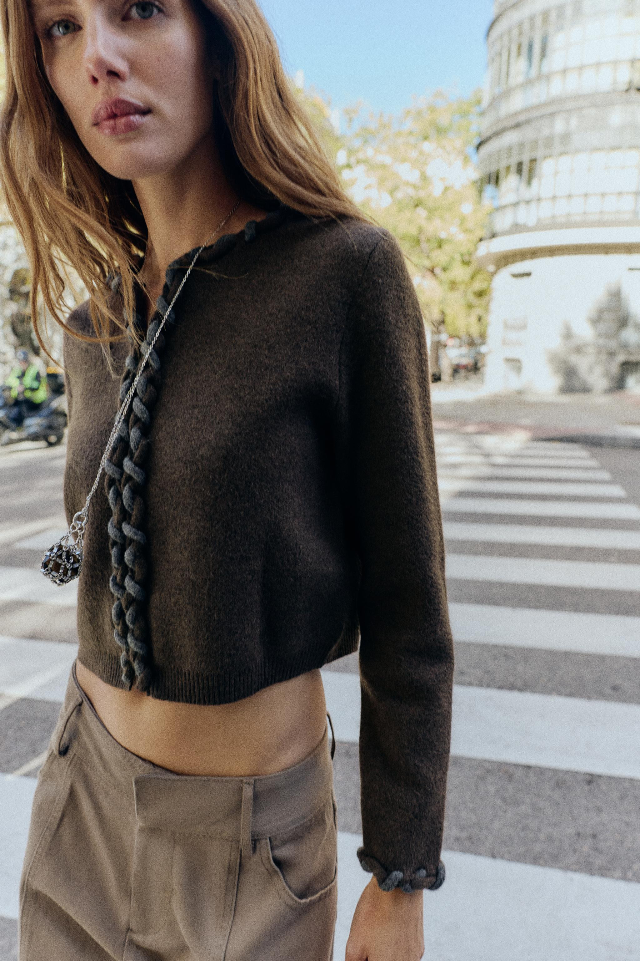 INTERWOVEN TRIM CARDIGAN | Zara US