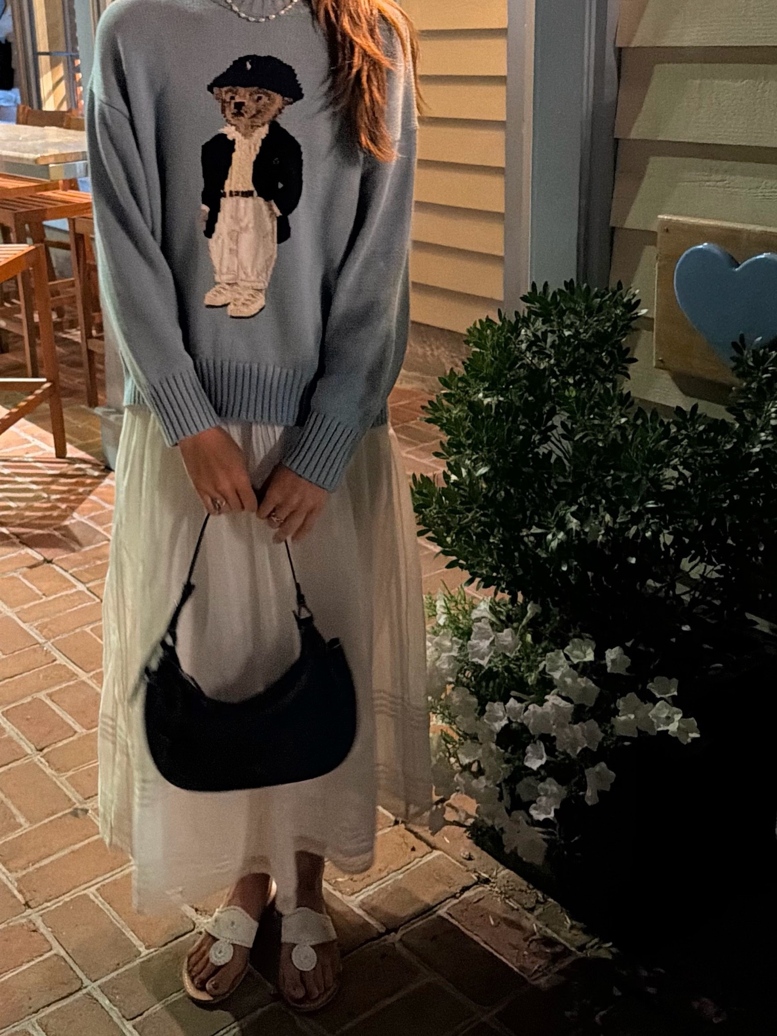 Polo Ralph Lauren, bear sweater, white maxi skirt, polo play bag, preppy

#LTKTall #LTKootd