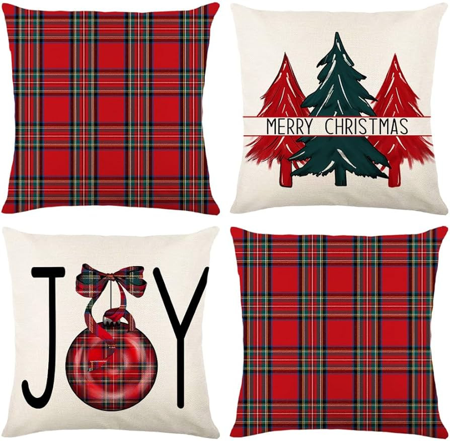 DUZXLCQ Christmas Pillow Covers 18x18 inch Set of 4 for Christmas Decorations Christmas Throw Pil... | Amazon (US)