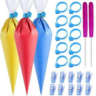 122-Pack 14 in. Tipless Disposable Piping Pastry Bags Decorating Set with Accessories for Royal Icing and Cookies | The Home Depot
