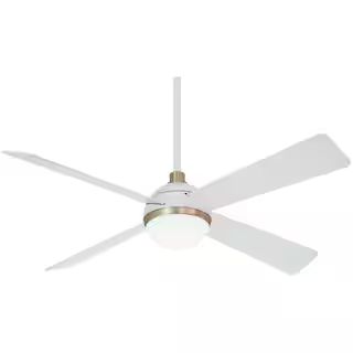 MINKA-AIRE ORB 54 in. Integrated LED Indoor Flat White and Soft Brass Ceiling Fan with Light and ... | The Home Depot