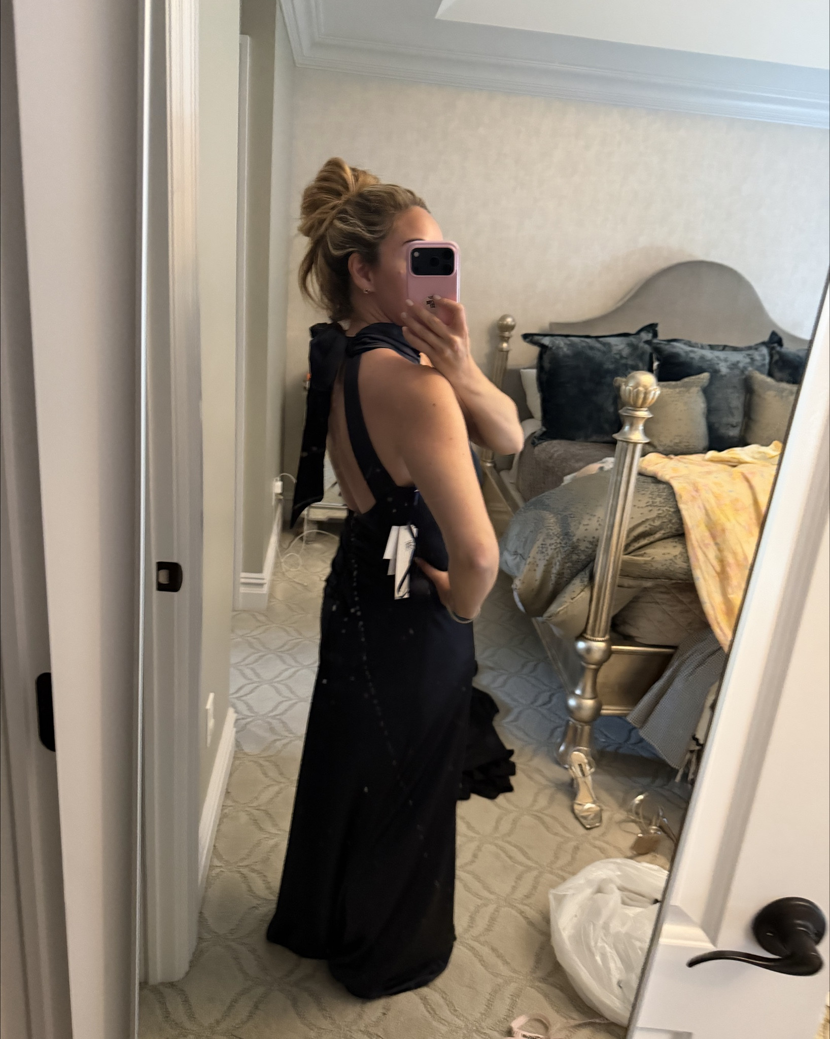 Both dresses are from Aqua in navy and black! Its for a black tie wedding!

#LTKWedding