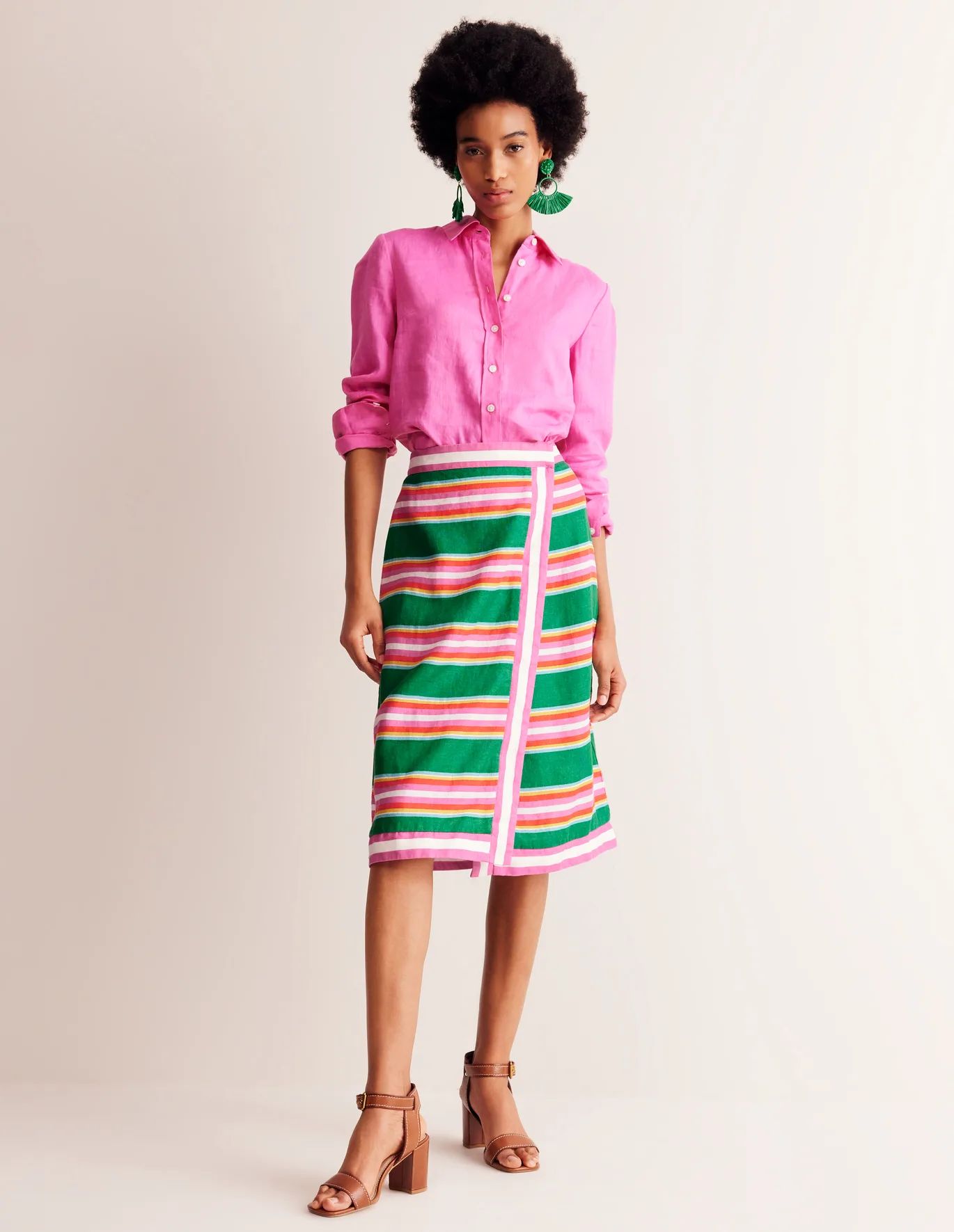 Linen Border Wrap Skirt | Boden (US)