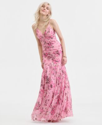 Juniors' Smocked Sequinned Gown | Macy's