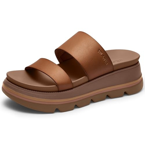 Vilanva Women's platform sandals Caramel Size 8 | Amazon (US)