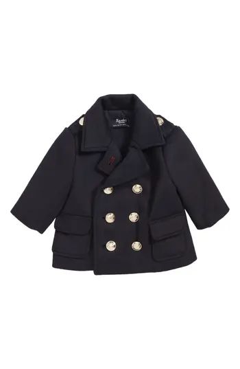 Toddler Boy's Junior Bardot Jude Double Breasted Peacoat | Nordstrom