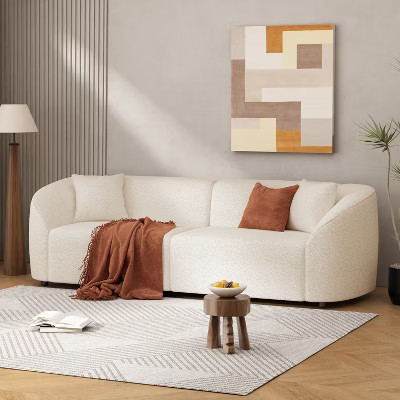 ModernLuxe 87" Modern Curved Sofa, Sculptural Boucle Upholstered Sofa Couch, Ergonomic 3-Seater Sofa, Beige | Target