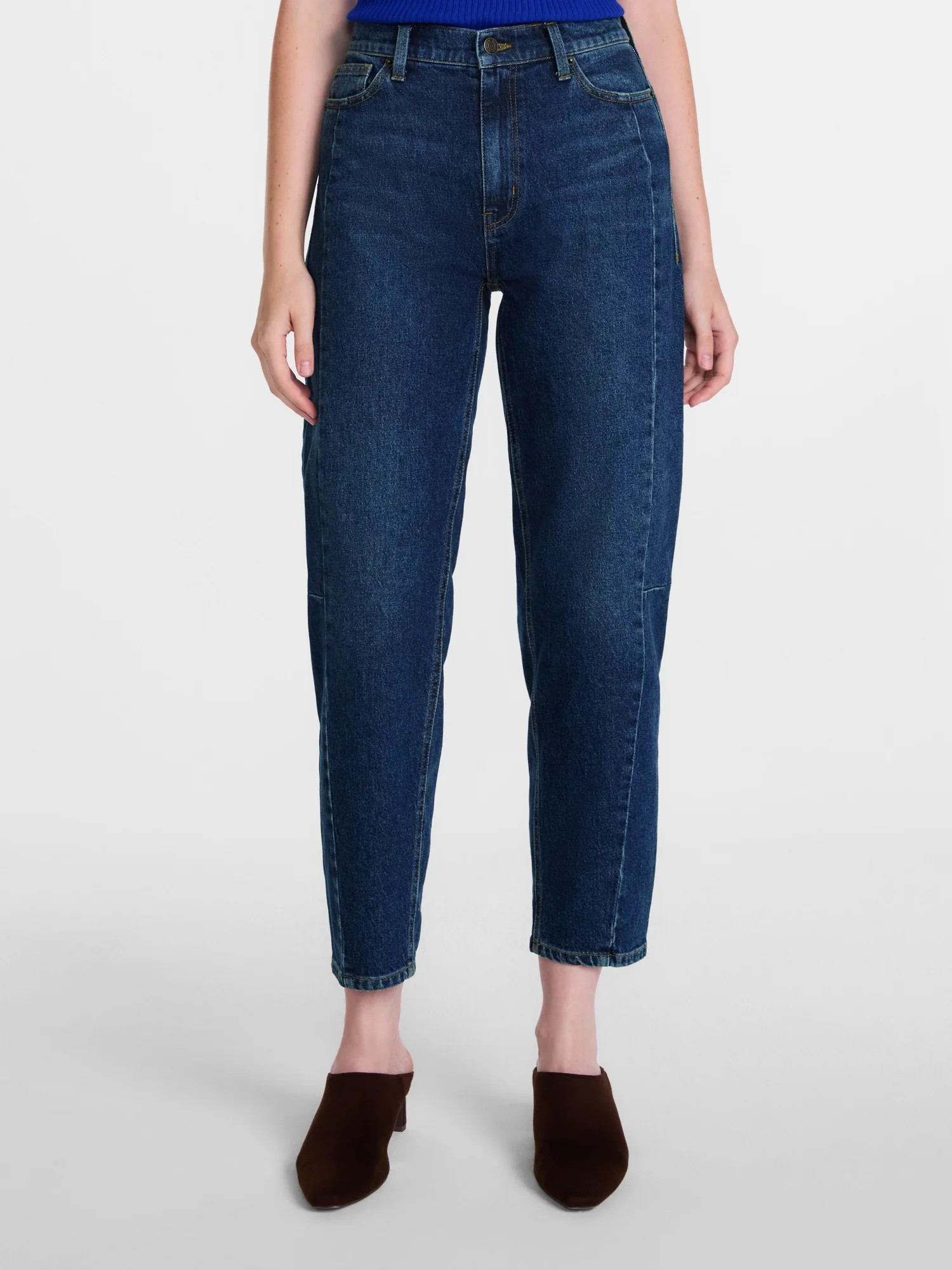 Scenario Women's and Women's Plus High Rise Barrel Jeans, 26", 28" Inseam, Sizes 0-28W - Walmart.com | Walmart (US)