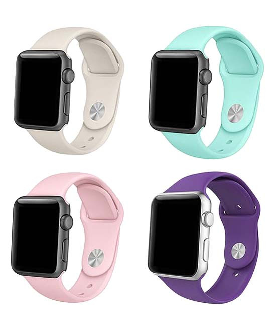 Tech Zebra Replacement Bands White - Teal Apple Watch Band Assorted Four-Piece Set | Zulily