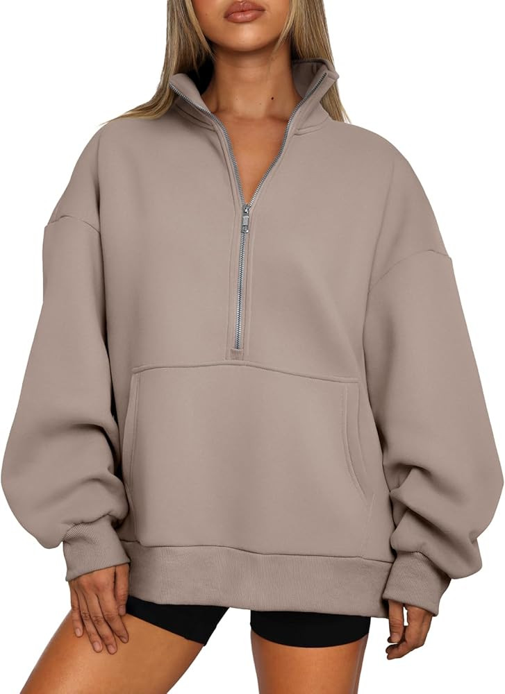 Trendy Queen Womens Half Zip Oversized Sweatshirts Casual Pullover Long Sleeve Shirts Fall Fashio... | Amazon (US)
