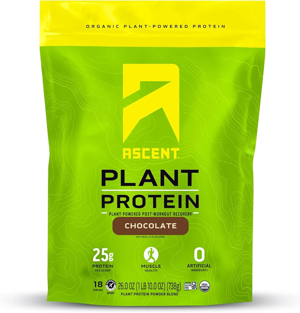 Ascent Plant Based Protein Powder - Non Dairy Vegan Protein, Zero Artificial Ingredients, Soy & G... | Amazon (US)