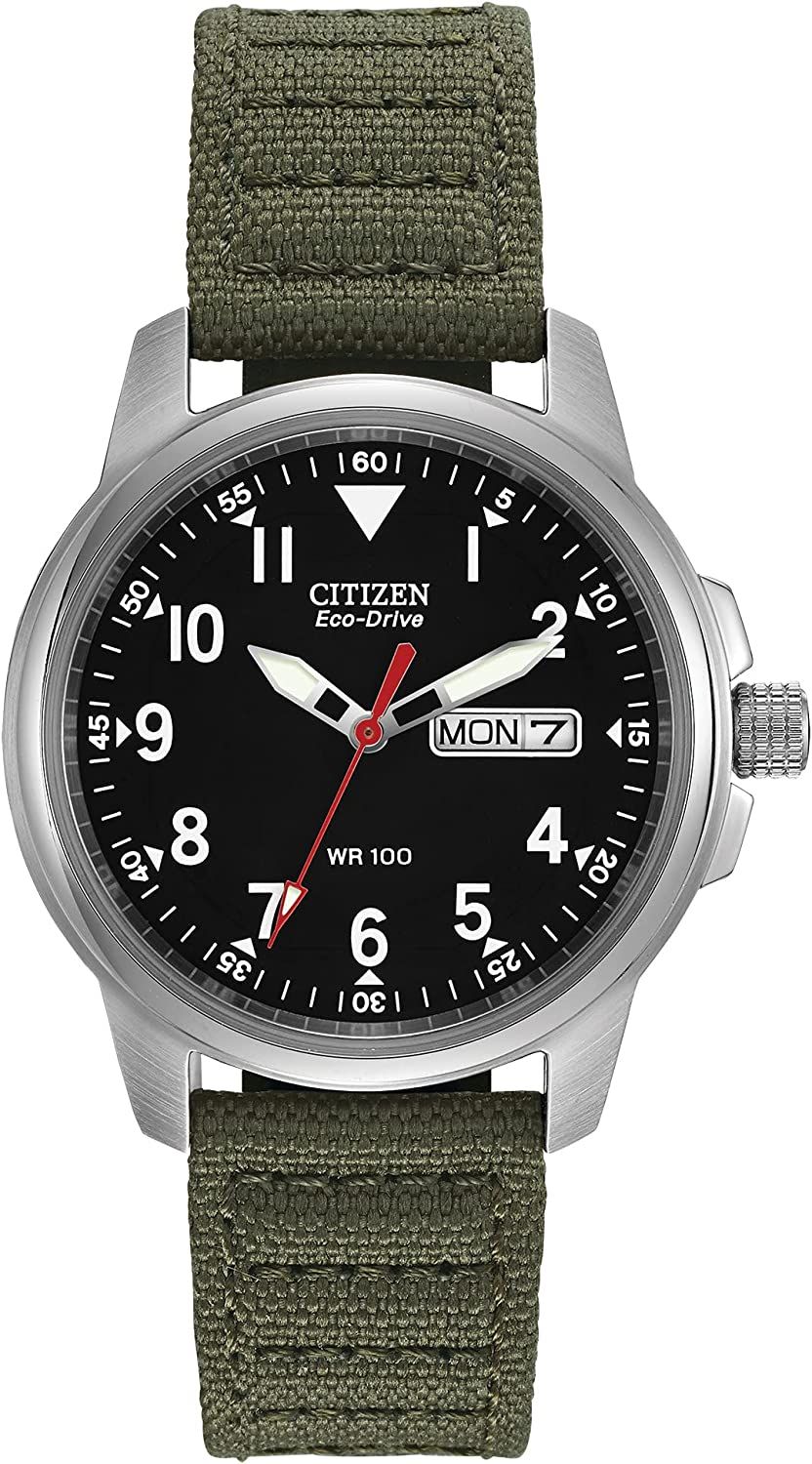 Citizen Eco-Drive GarrisonQuartz Unisex Watch, Stainless Steel with Nylon strap, Field watch, Gre... | Amazon (US)