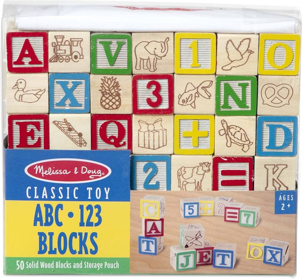 Melissa & Doug Deluxe ABC/123 1-Inch Blocks Set With Storage Pouch (50 pcs) - Letters And Numbers... | Amazon (US)