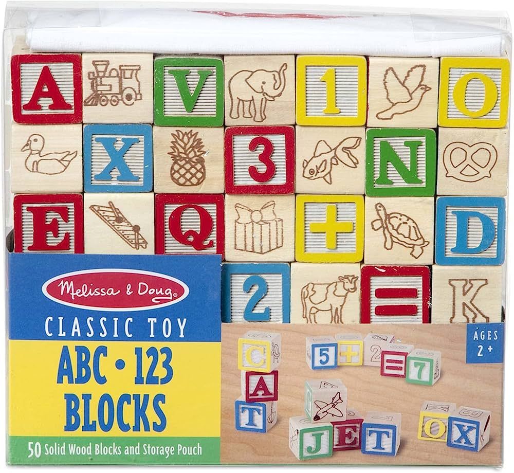 Melissa & Doug Deluxe ABC/123 1-Inch Blocks Set With Storage Pouch (50 pcs) - Letters And Numbers... | Amazon (US)