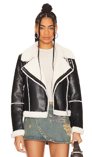 Genna Zip Up Jacket in Black & White | Revolve Clothing (Global)