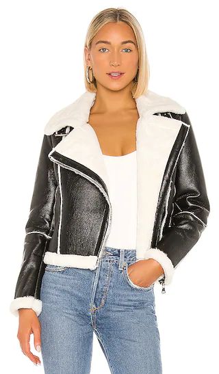 Genna Zip Up Jacket in Black & White | Revolve Clothing (Global)