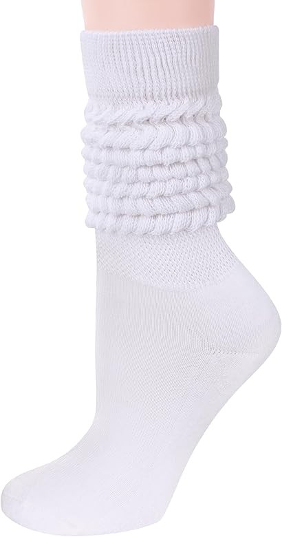 JOCMIC Slouch Socks for Women, Extra Long Women Scrunch Socks, White Stacked Socks Size 6-11 | Amazon (US)
